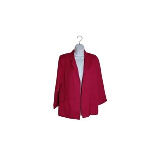 aryn K. Women's M Red Linen Blend Pockets Lined Open Front Blazer Jacket